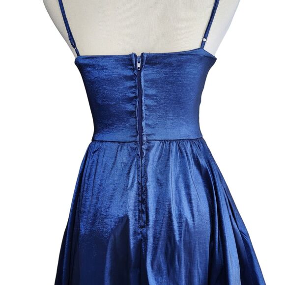 B Smart Formal Maxi Gown Dress Size 5 Royal Blue Shiny Hi Low Hem NWT Prom - Picture 5 of 10